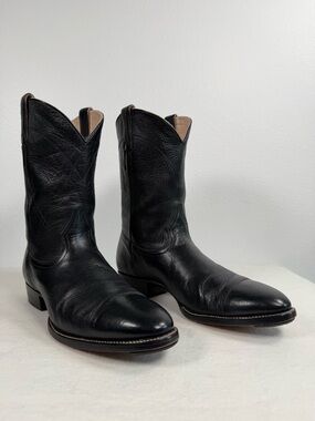 Men’s Chris Romero Cowboy Boots Size 9.5 B Western Royal Calfskin Black